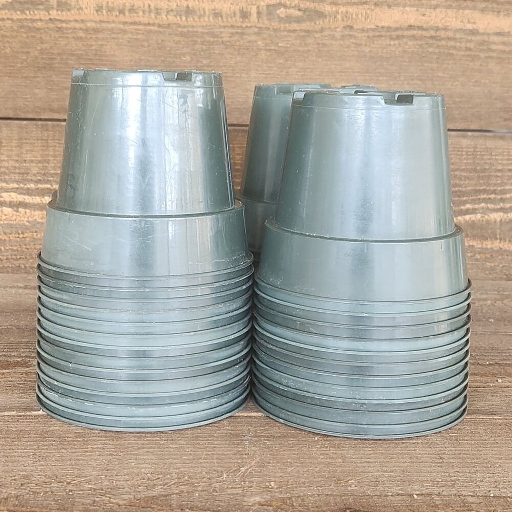 Used Set of 100 - 4” Green Nursery Pots | Clean Reusable Grower Pots w/ Drainage